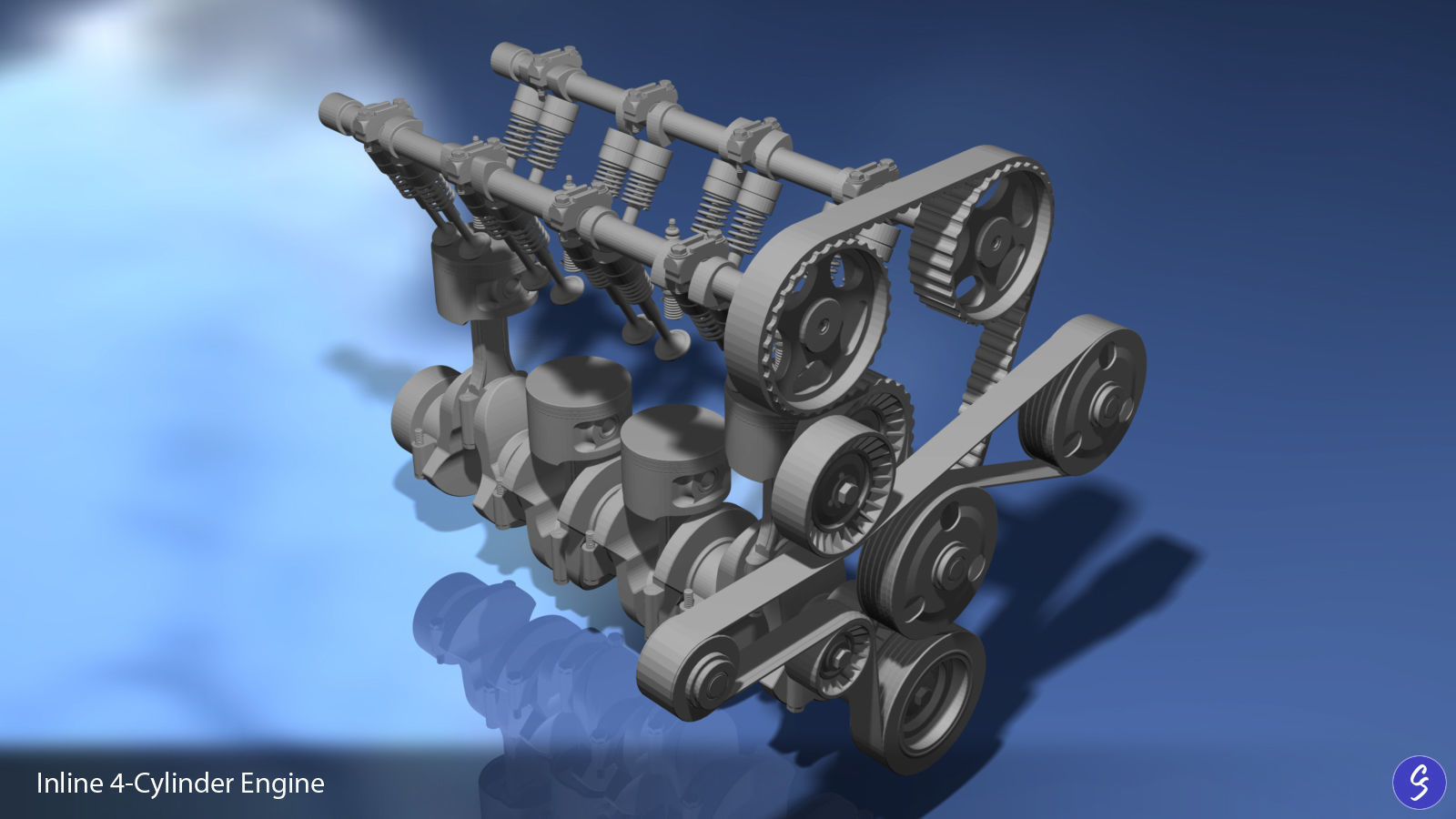 Engine Inline Four-Cylinder 3D model_36