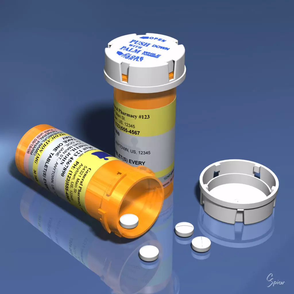 Prescription Pill Bottle with Editable Text 01 Low-poly 3D model