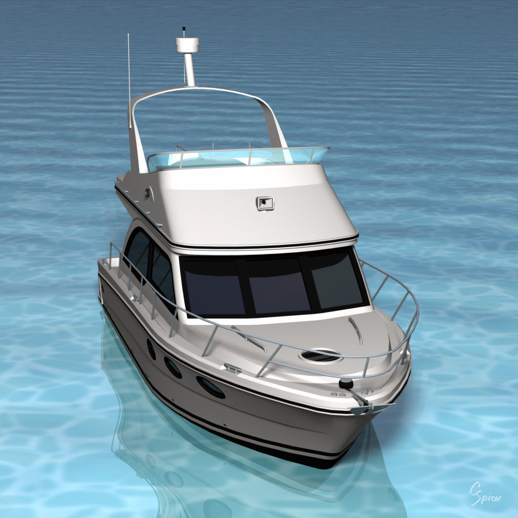 Cabin Cruiser Boat 3D model_7