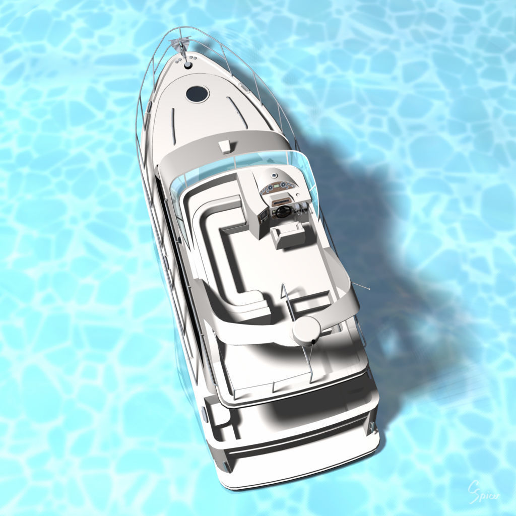 Cabin Cruiser Boat 3D model_10