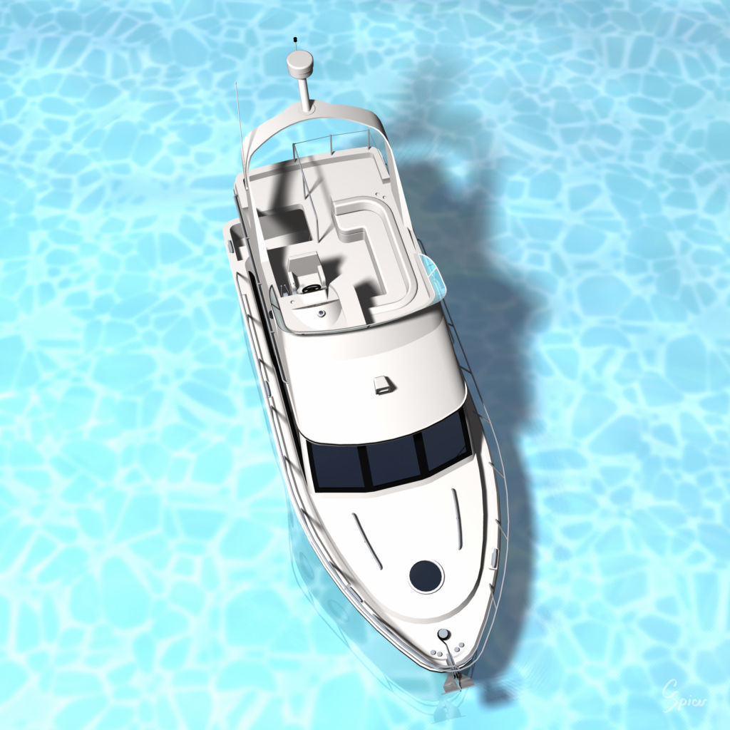 Cabin Cruiser Boat 3D model_9