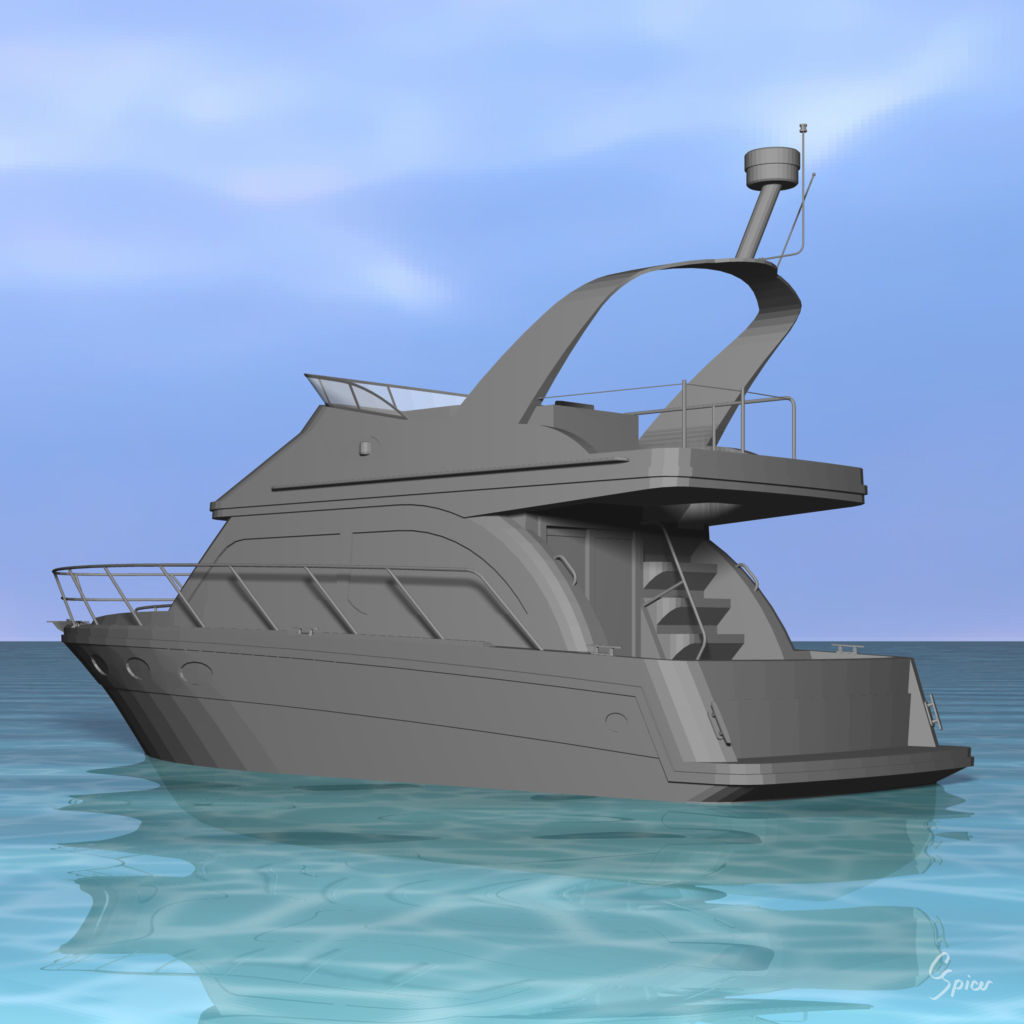 Cabin Cruiser Boat 3D model_15