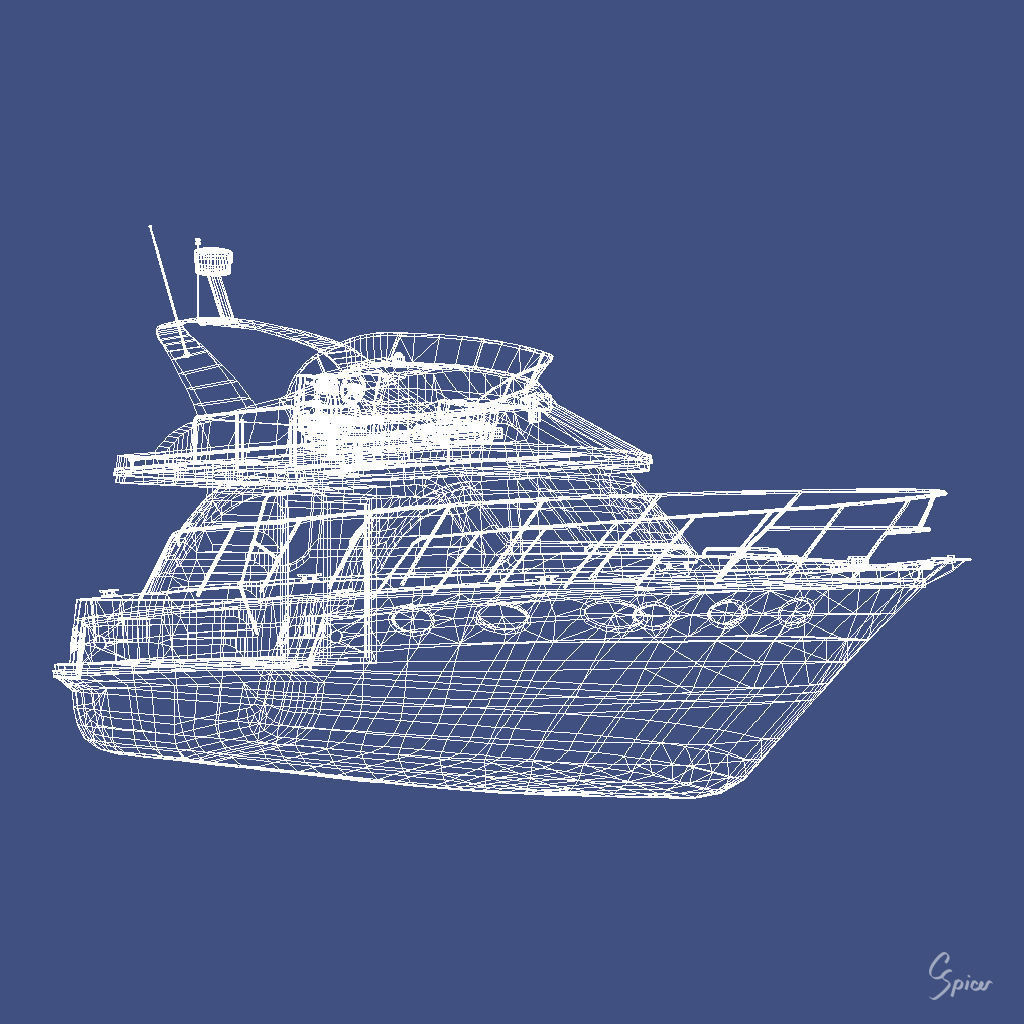 Cabin Cruiser Boat 3D model_25