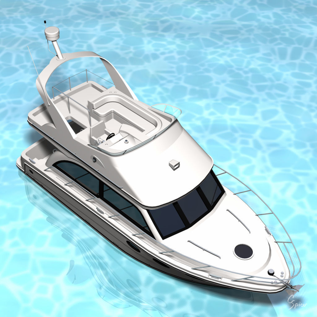 Cabin Cruiser Boat 3D model_3