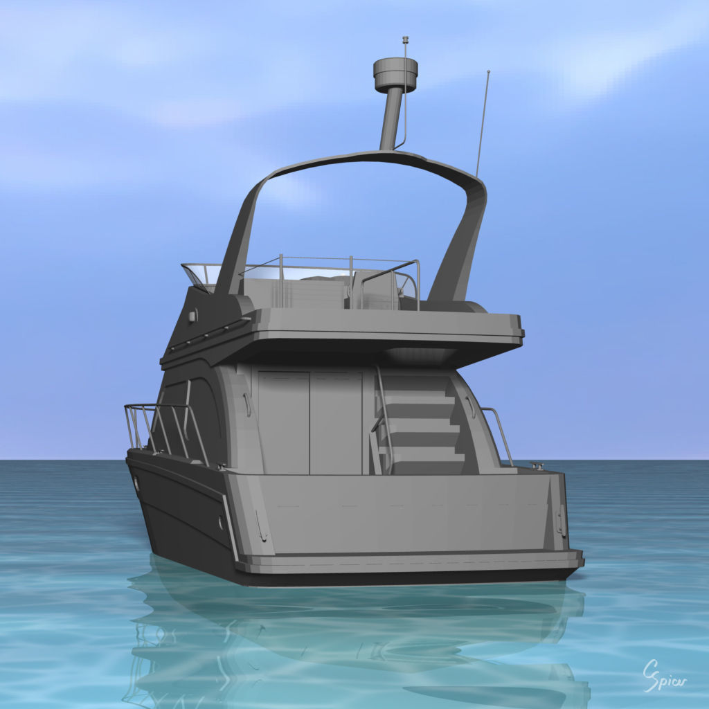 Cabin Cruiser Boat 3D model_19