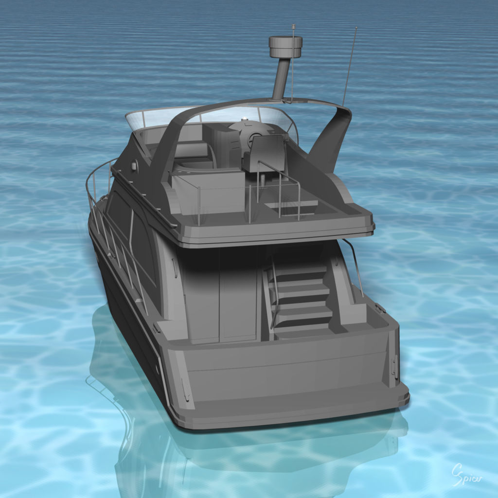 Cabin Cruiser Boat 3D model_21