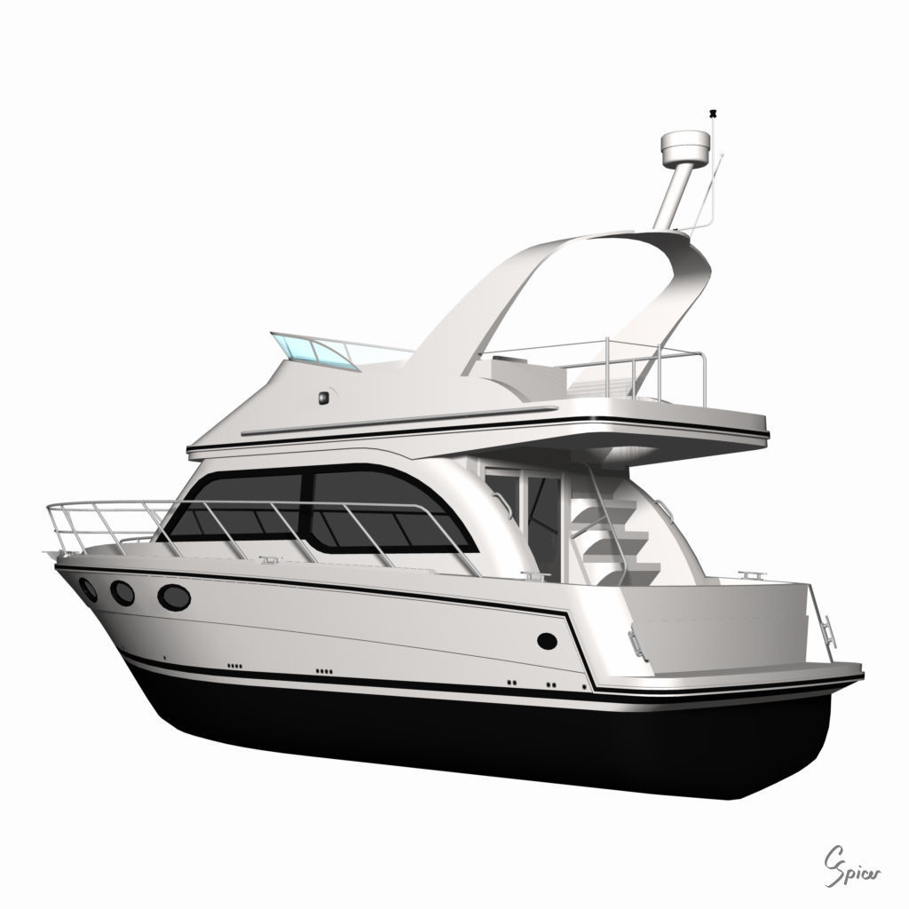 Cabin Cruiser Boat 3D model_13