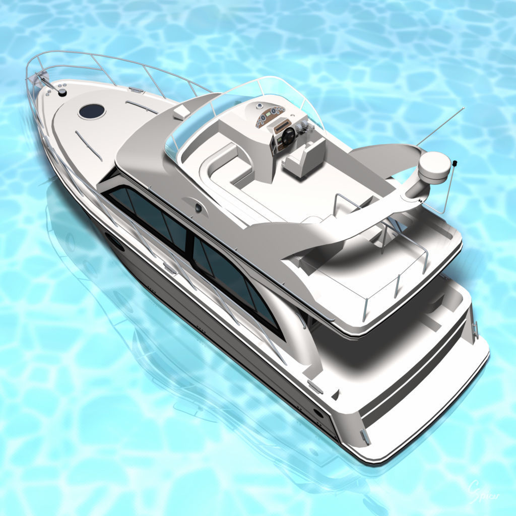 Cabin Cruiser Boat 3D model_4