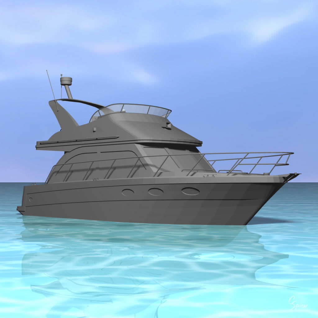 Cabin Cruiser Boat 3D model_14