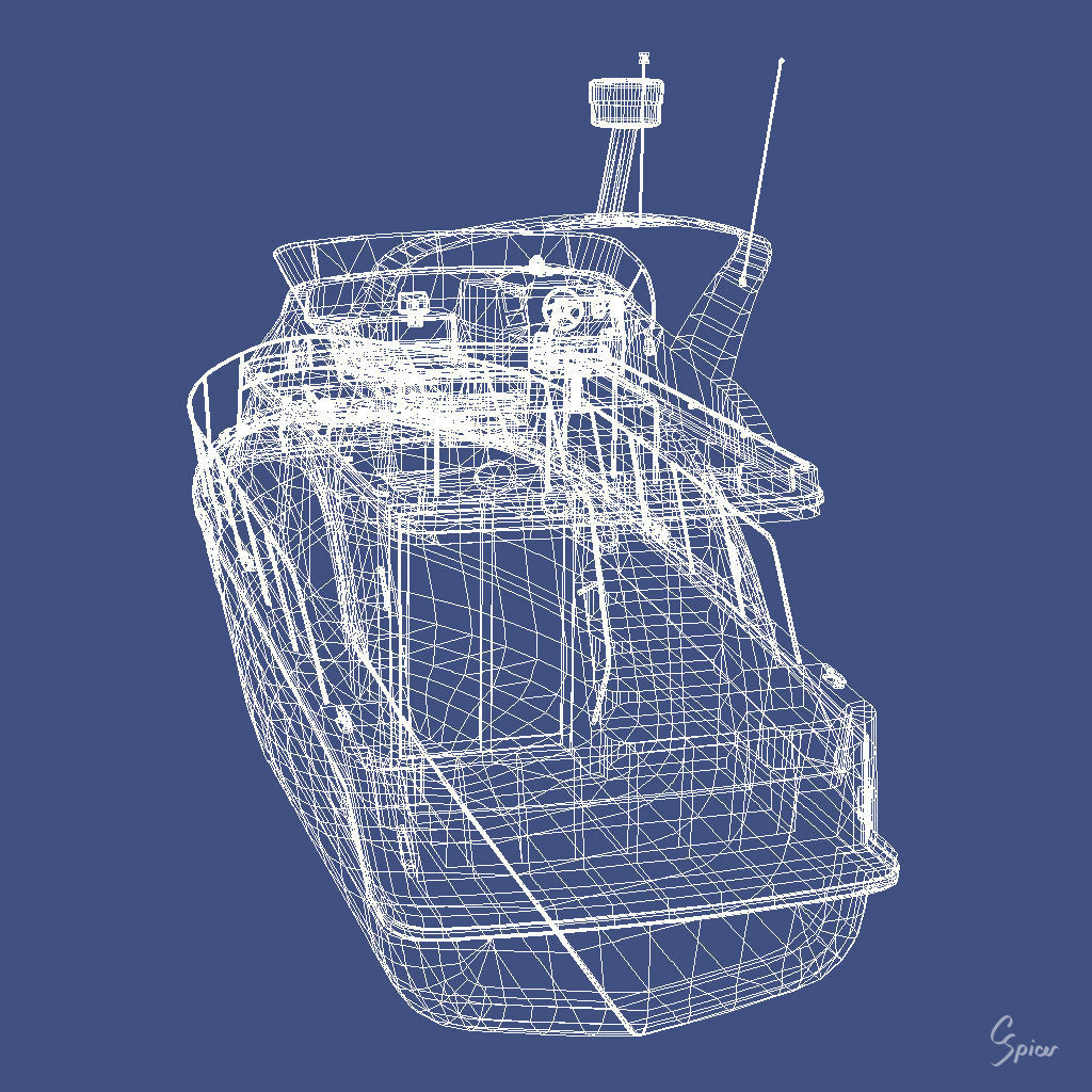 Cabin Cruiser Boat 3D model_32