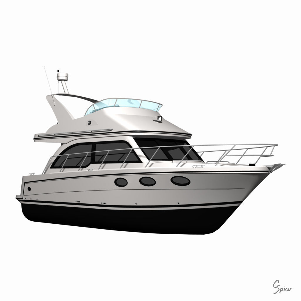 Cabin Cruiser Boat 3D model_12