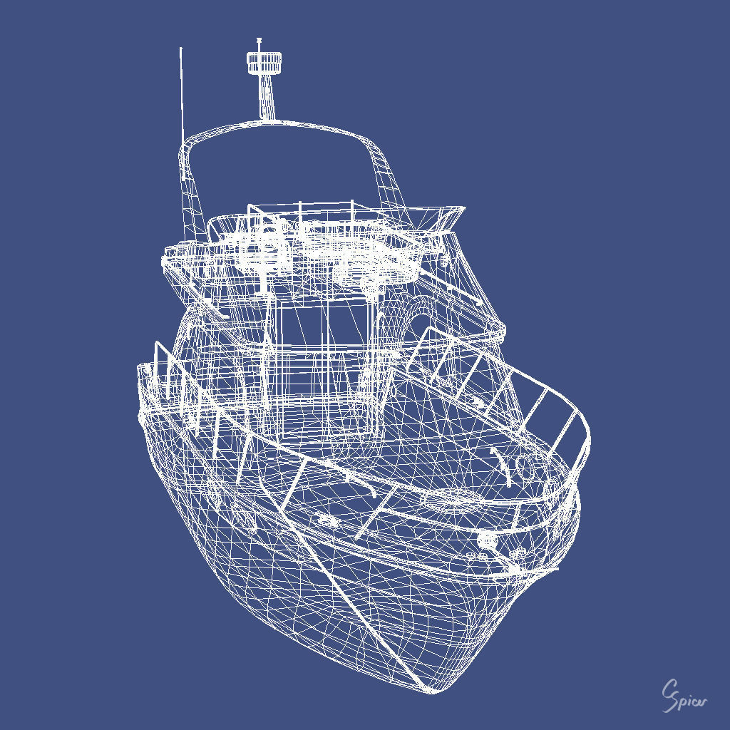 Cabin Cruiser Boat 3D model_31