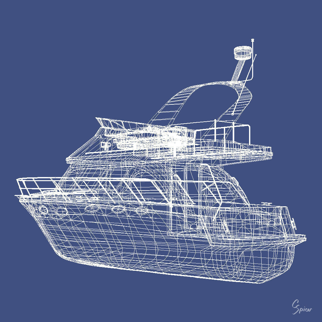 Cabin Cruiser Boat 3D model_26