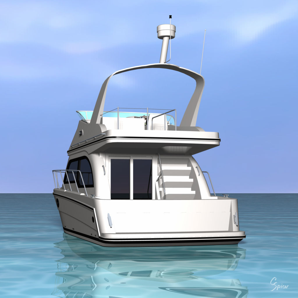 Cabin Cruiser Boat 3D model_6