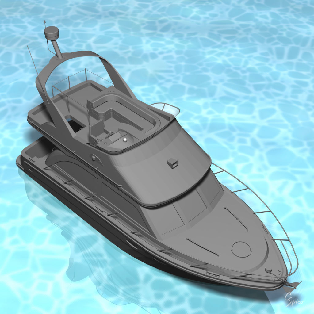 Cabin Cruiser Boat 3D model_16