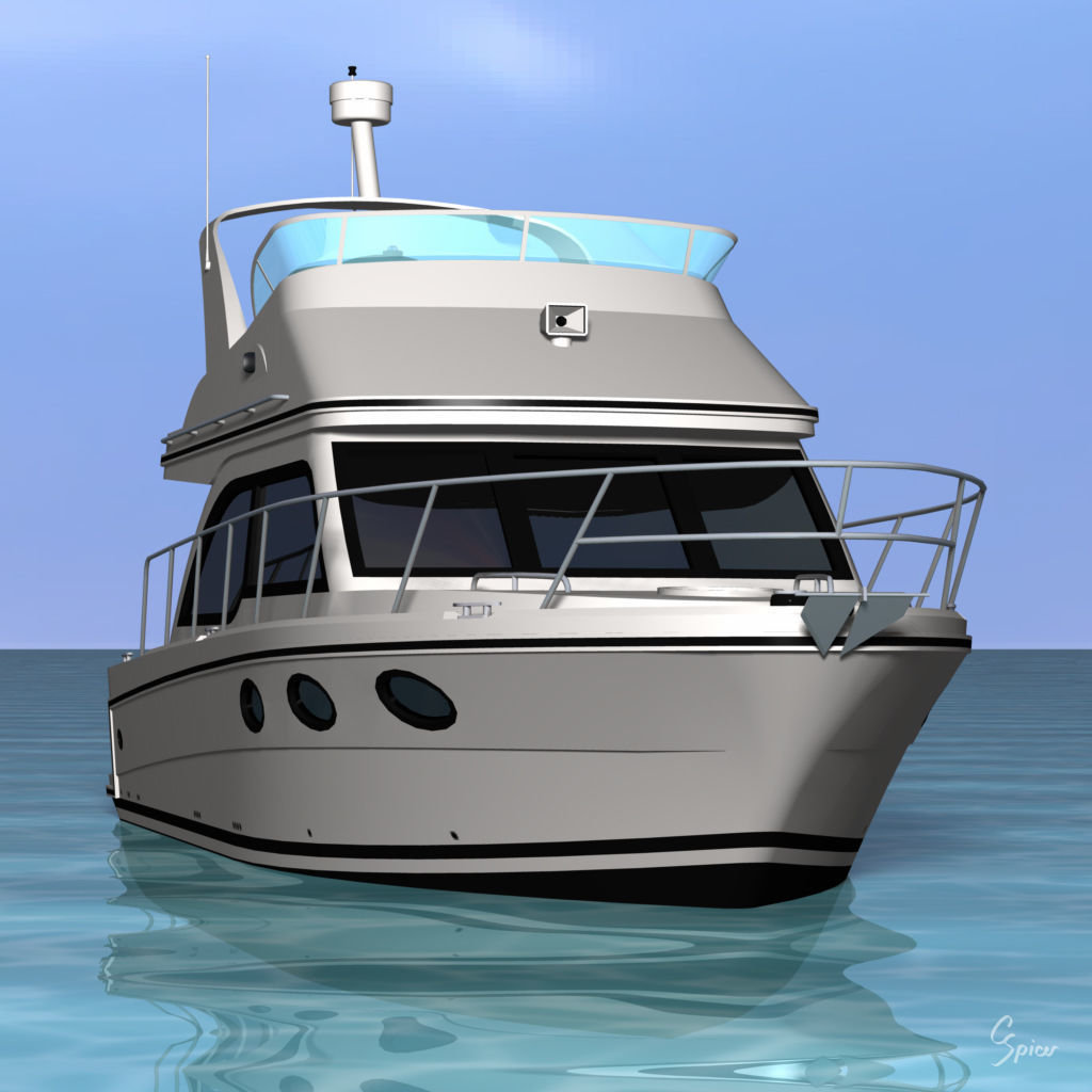 Cabin Cruiser Boat 3D model_5