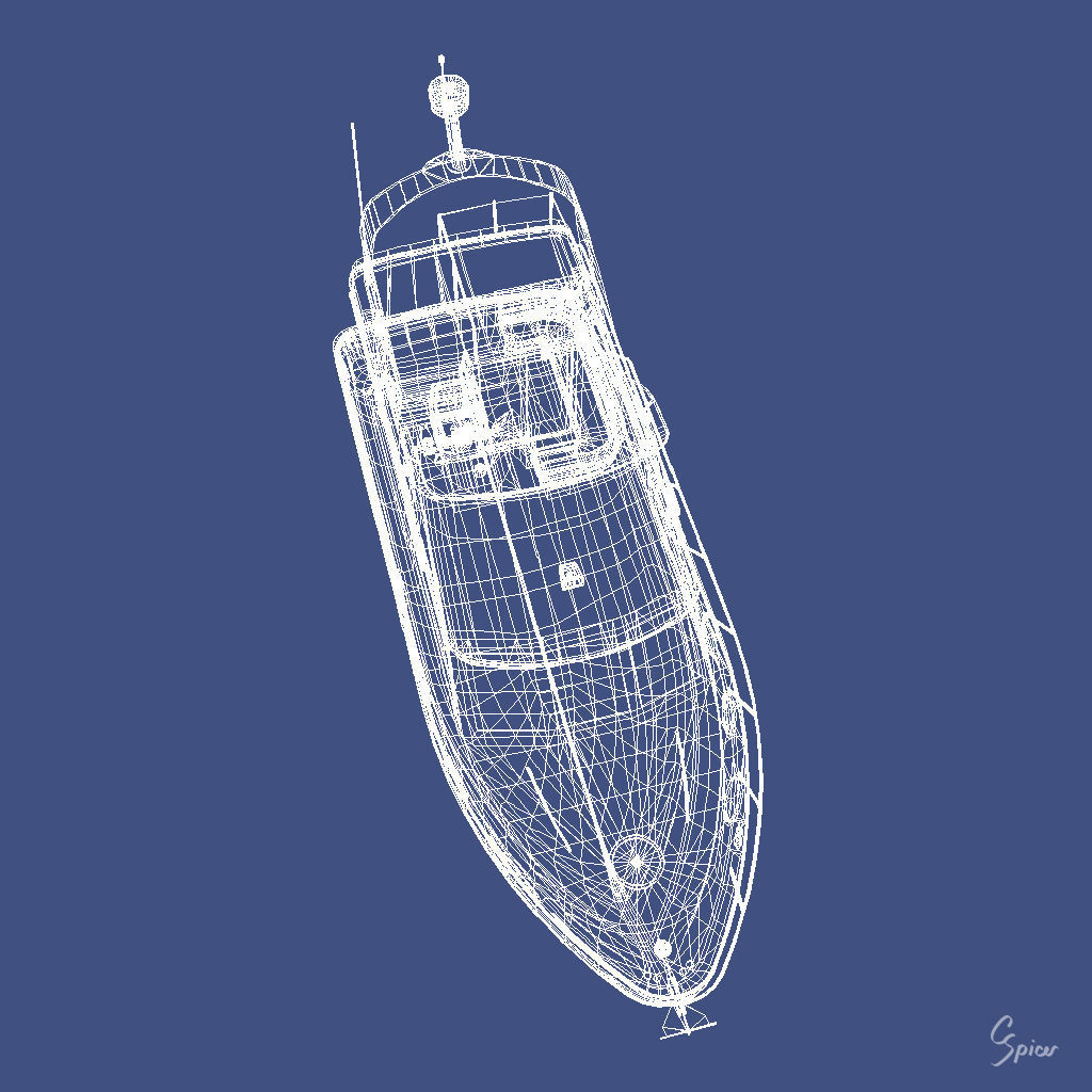 Cabin Cruiser Boat 3D model_33