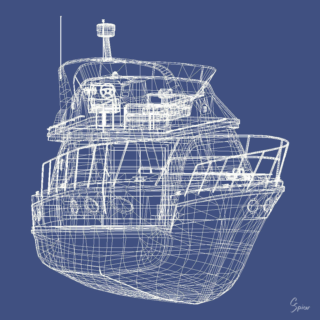 Cabin Cruiser Boat 3D model_29