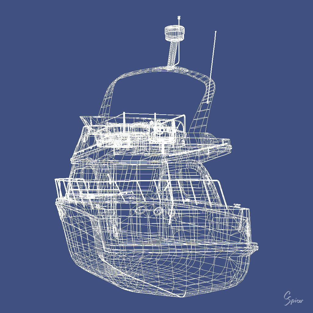 Cabin Cruiser Boat 3D model_30