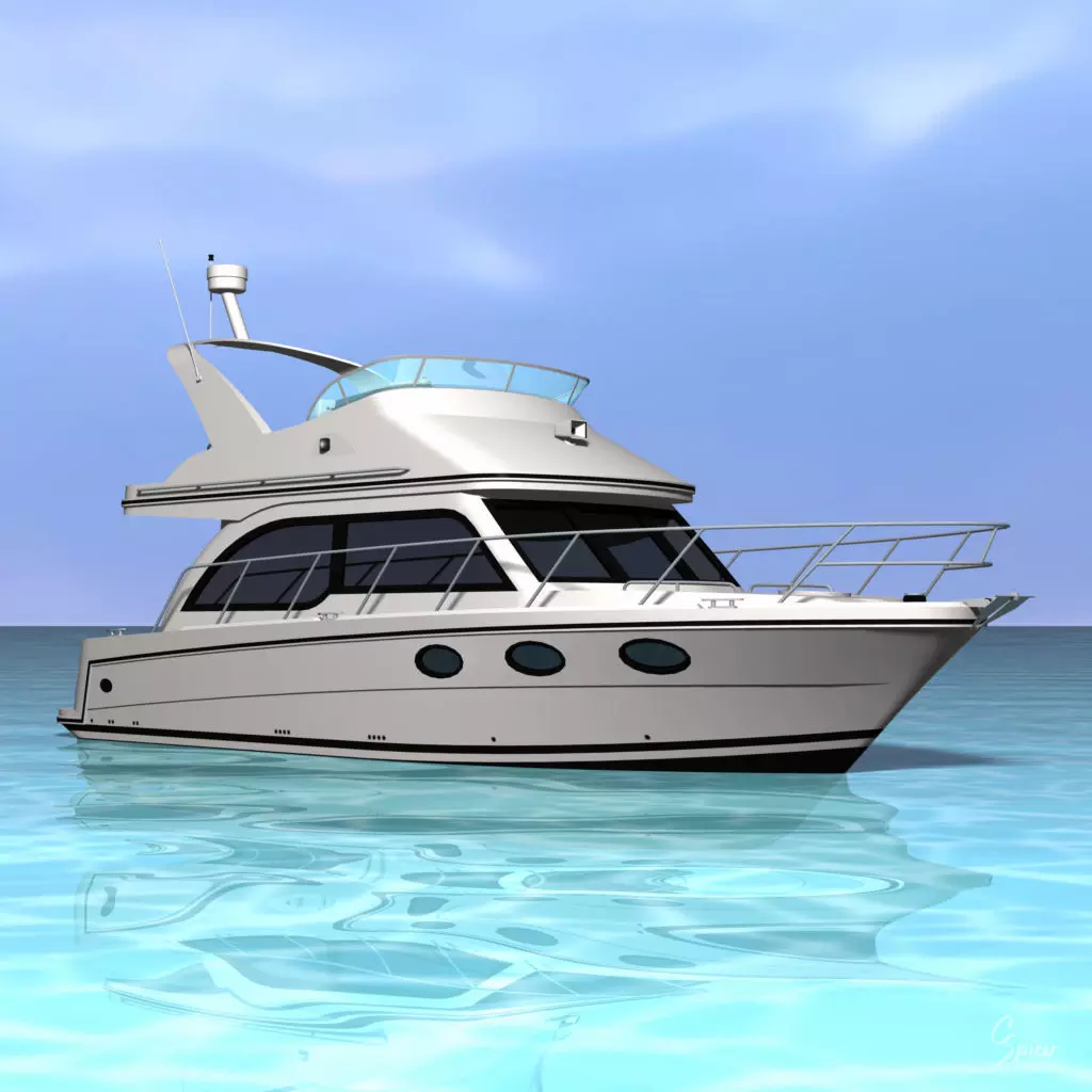 Cabin Cruiser Boat 3D model_0
