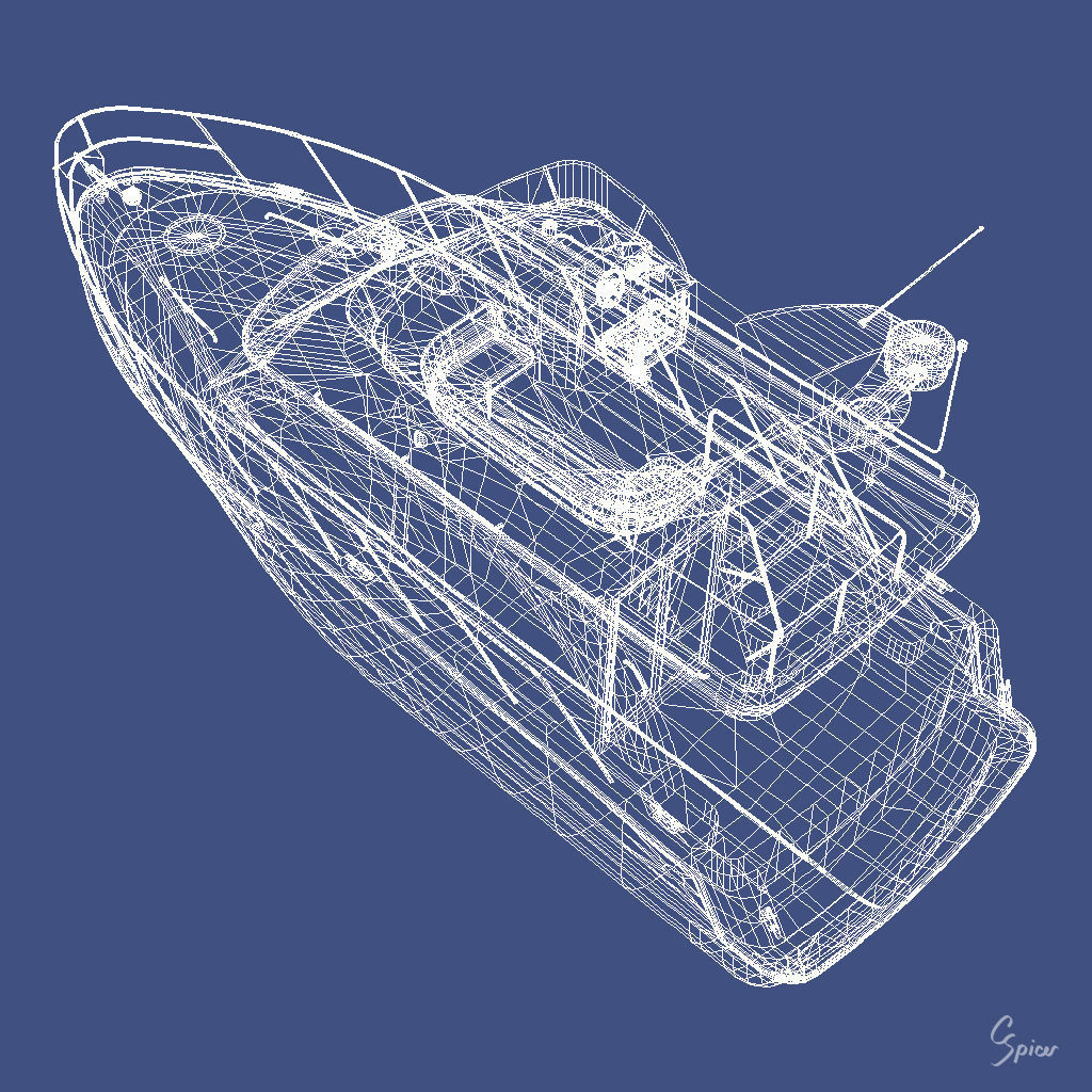 Cabin Cruiser Boat 3D model_28