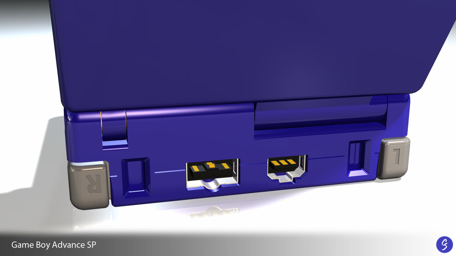 Nintendo Game Boy Advance SP Video Game Console and Cartridge 3D model_9