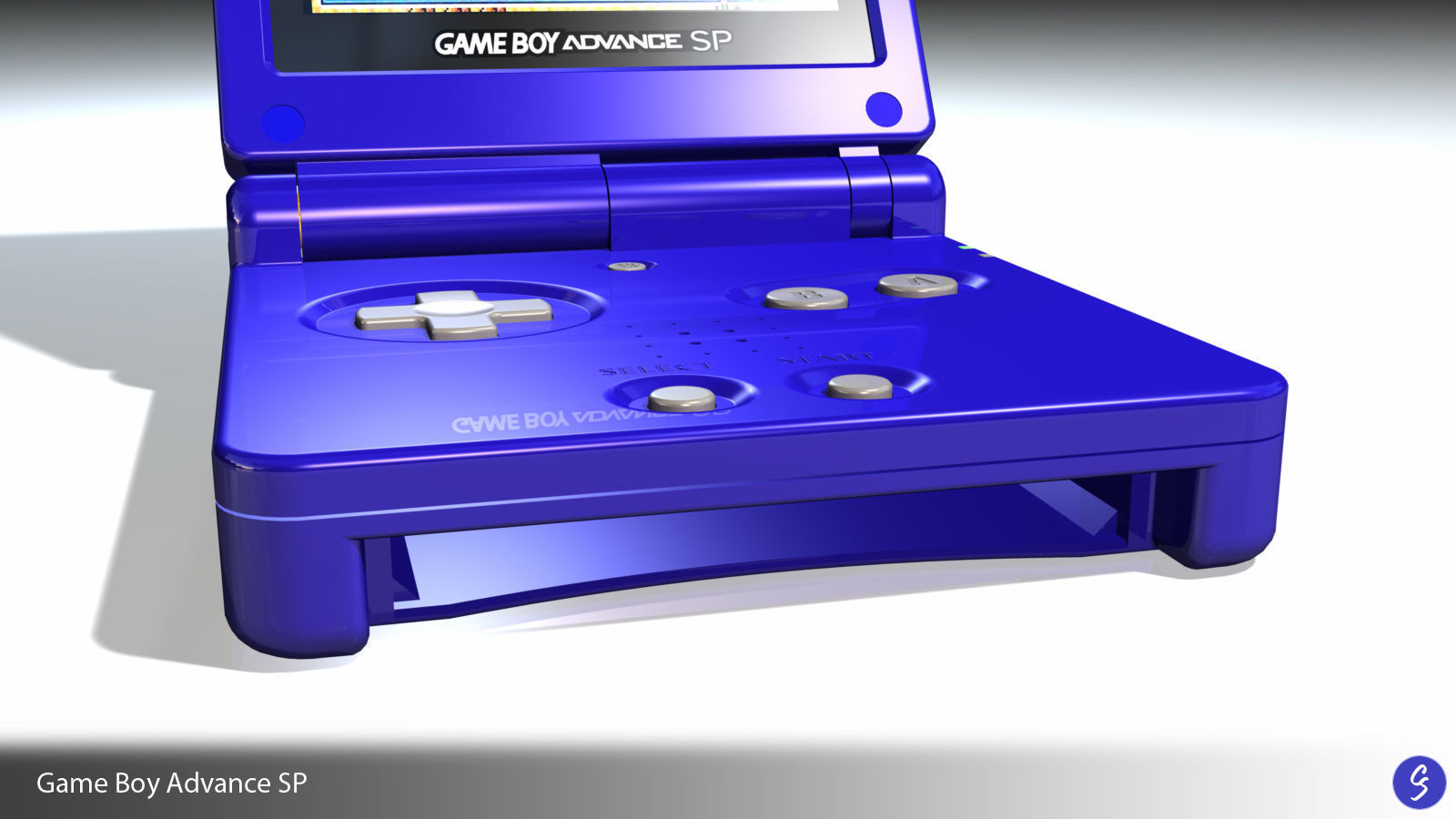 Nintendo Game Boy Advance SP Video Game Console and Cartridge 3D model_7