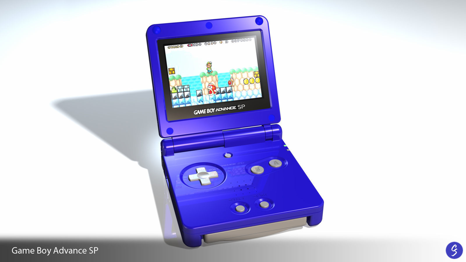 Nintendo Game Boy Advance SP Video Game Console and Cartridge 3D model_20