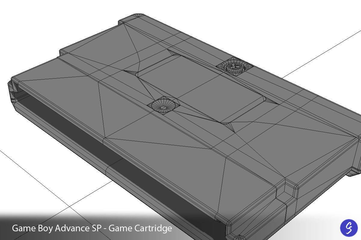 Nintendo Game Boy Advance SP Video Game Console and Cartridge 3D model_33