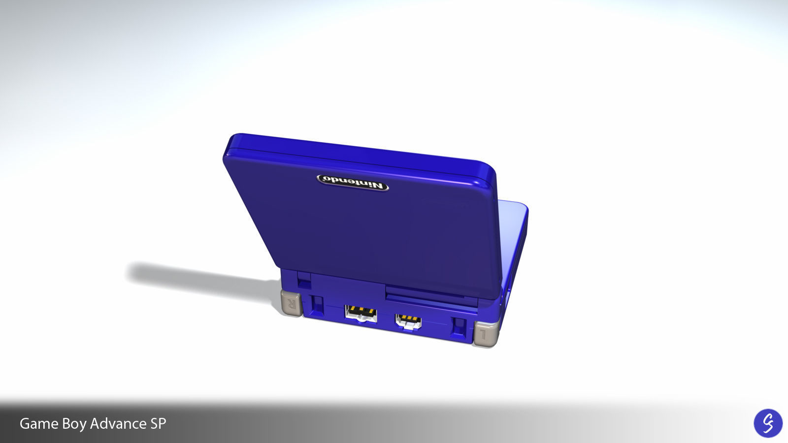 Nintendo Game Boy Advance SP Video Game Console and Cartridge 3D model_4