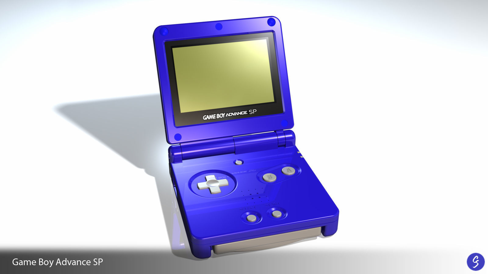 Nintendo Game Boy Advance SP Video Game Console and Cartridge 3D model_23