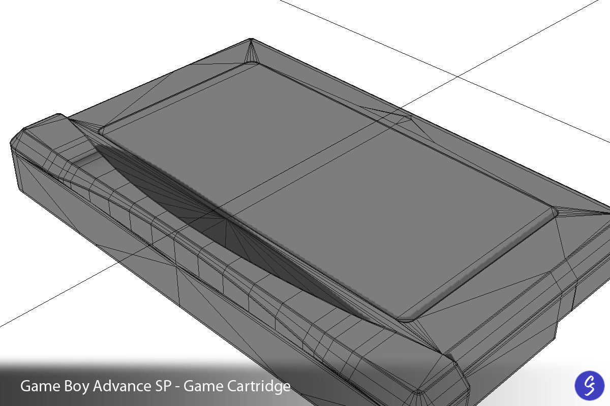 Nintendo Game Boy Advance SP Video Game Console and Cartridge 3D model_32