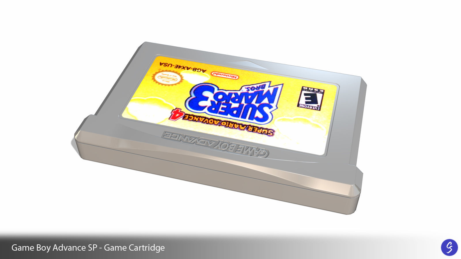 Nintendo Game Boy Advance SP Video Game Console and Cartridge 3D model_25