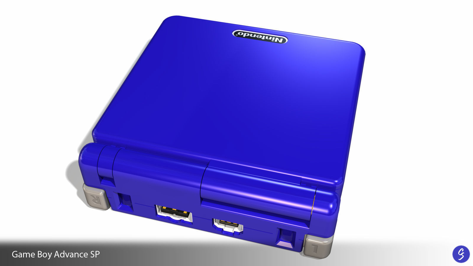 Nintendo Game Boy Advance SP Video Game Console and Cartridge 3D model_14