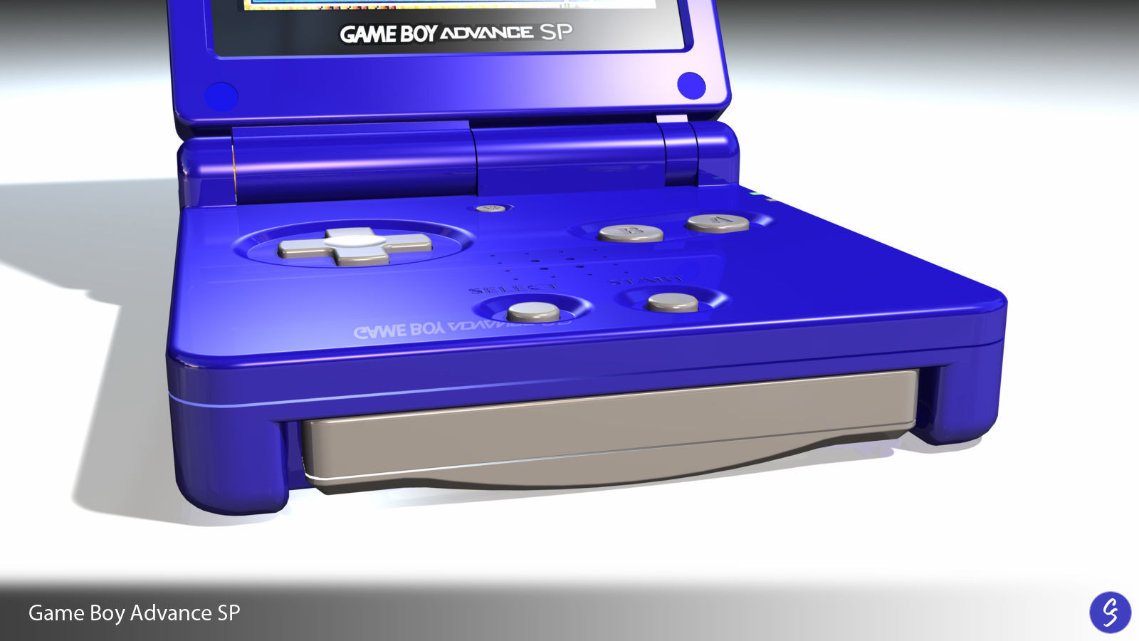 Nintendo Game Boy Advance SP Video Game Console and Cartridge 3D model_6