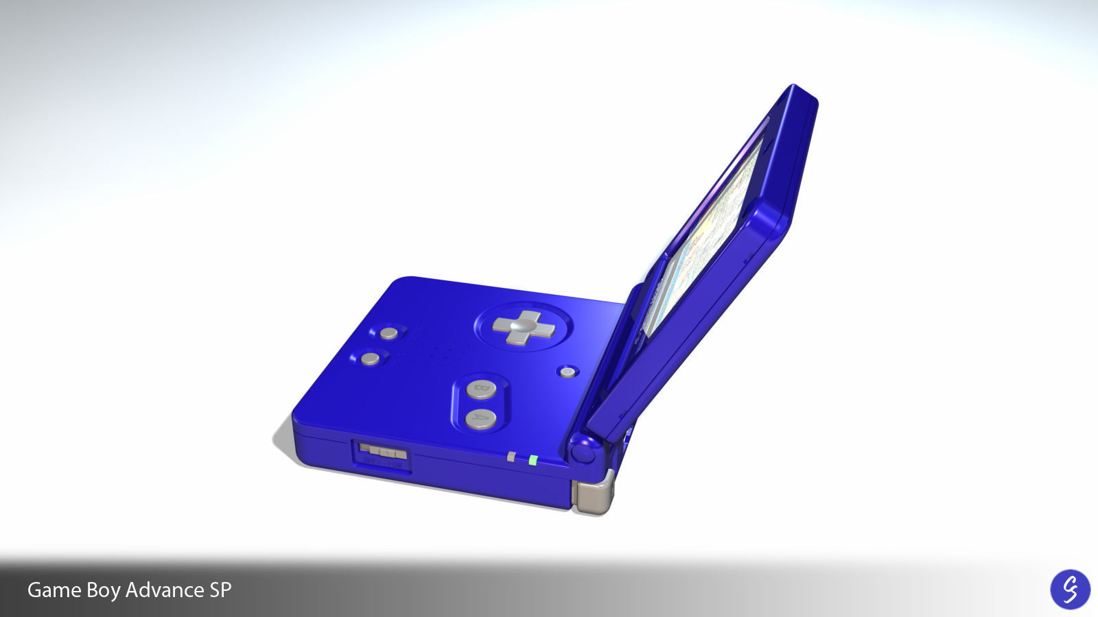 Nintendo Game Boy Advance SP Video Game Console and Cartridge 3D model_3
