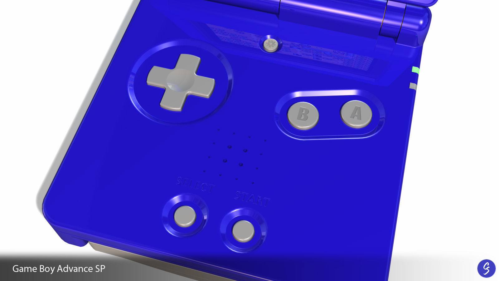 Nintendo Game Boy Advance SP Video Game Console and Cartridge 3D model_12