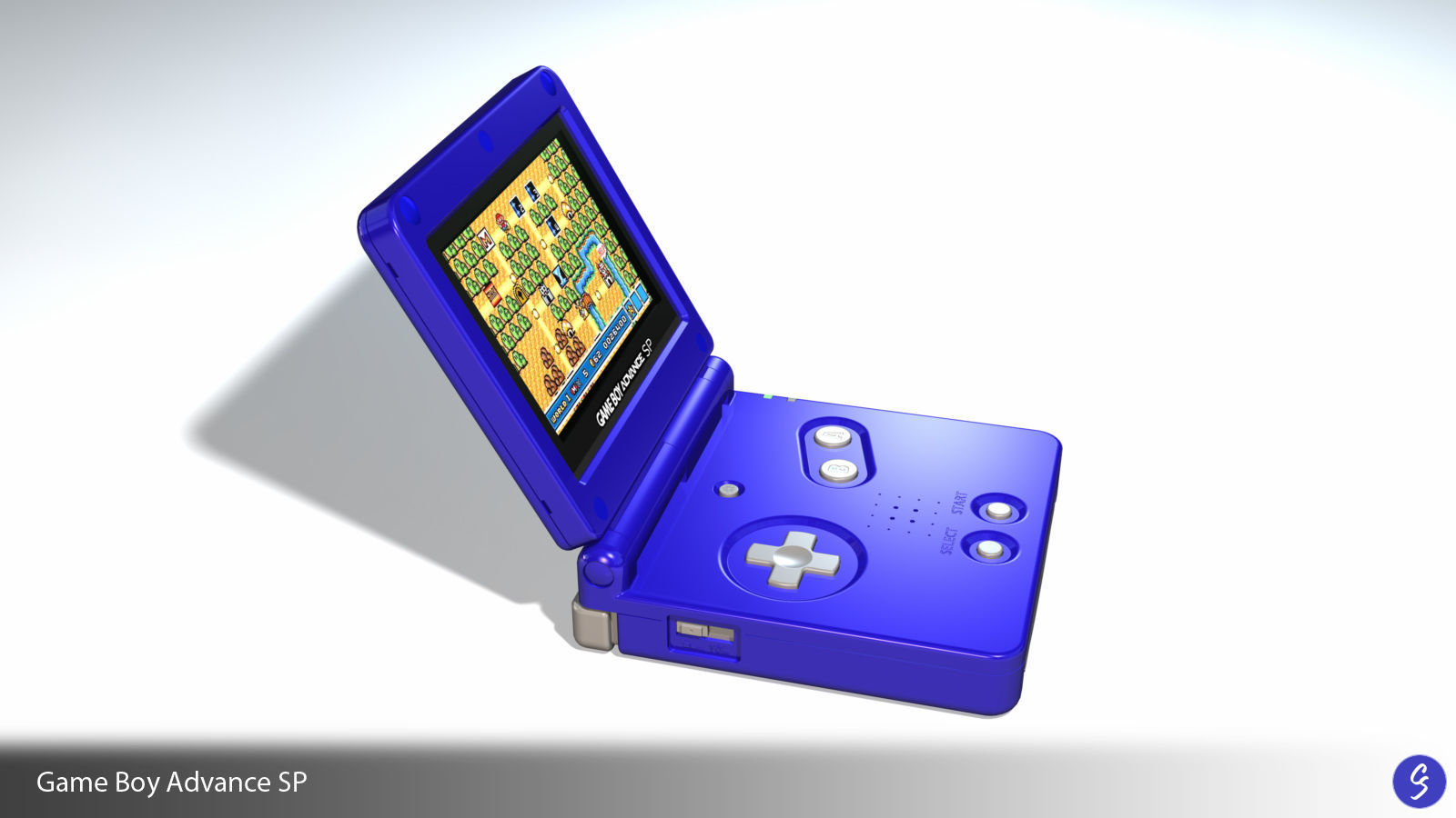 Nintendo Game Boy Advance SP Video Game Console and Cartridge 3D model_5