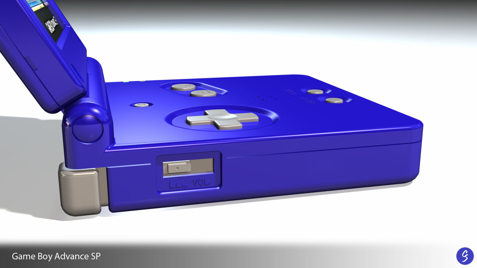 Nintendo Game Boy Advance SP Video Game Console and Cartridge 3D model_10