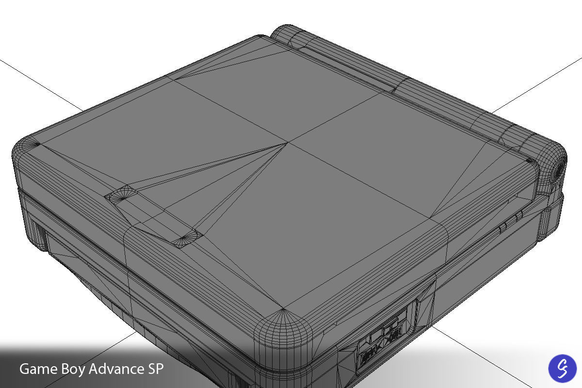 Nintendo Game Boy Advance SP Video Game Console and Cartridge 3D model_30