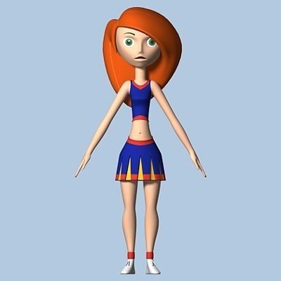 Female Cartoon Character 01 Free 3D model_7
