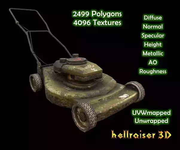 Lawn Mower - PBR - Textured Low-poly 3D model