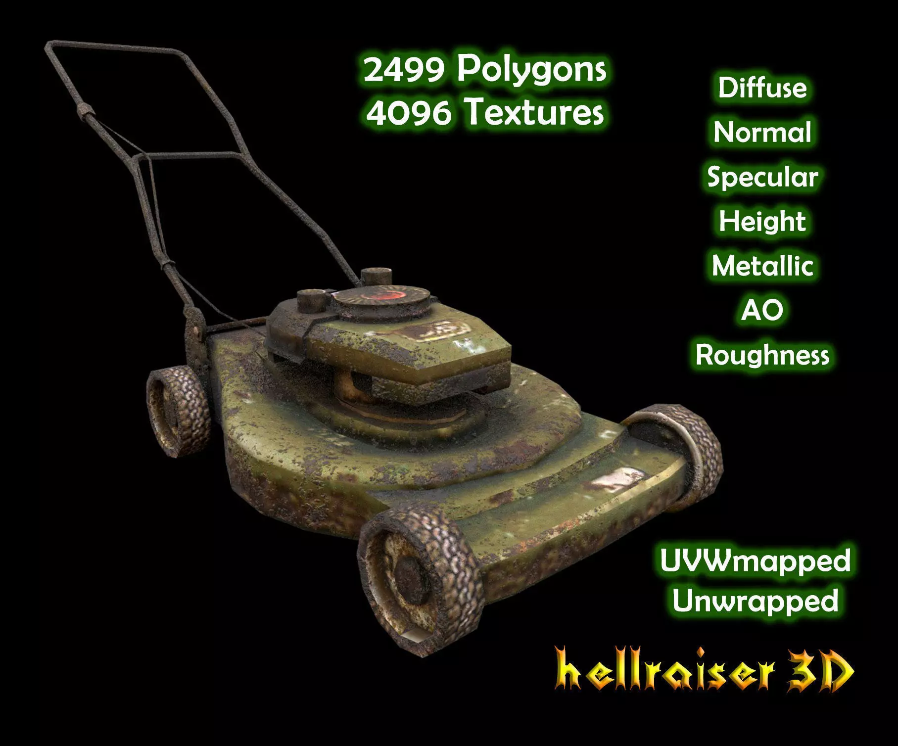 Lawn Mower - PBR - Textured Low-poly 3D model_0