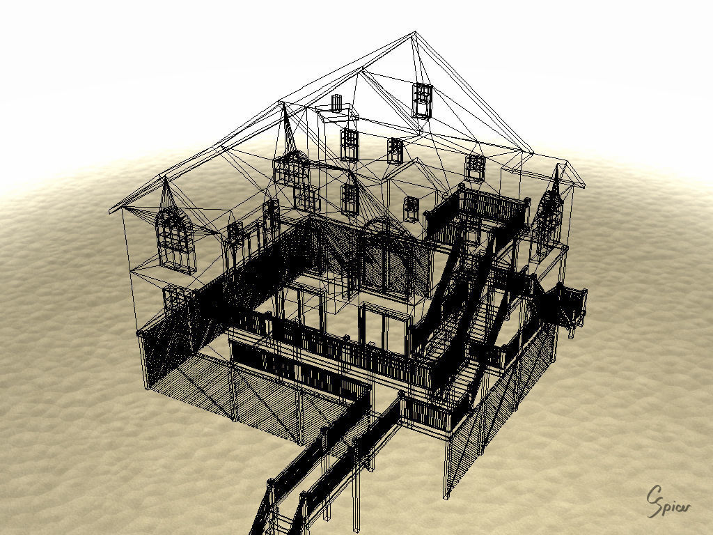 Summer Beach House Exterior 01 3D model_33