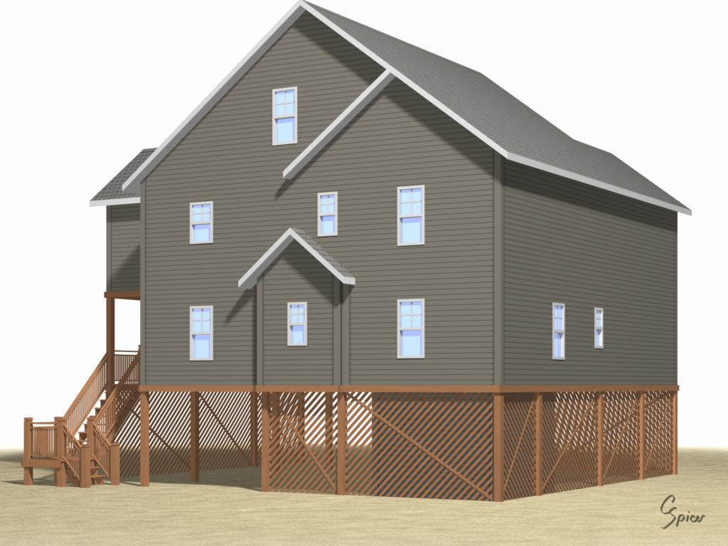 Summer Beach House Exterior 01 3D model_3