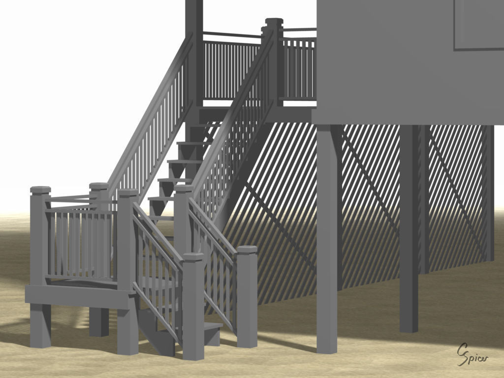 Summer Beach House Exterior 01 3D model_26