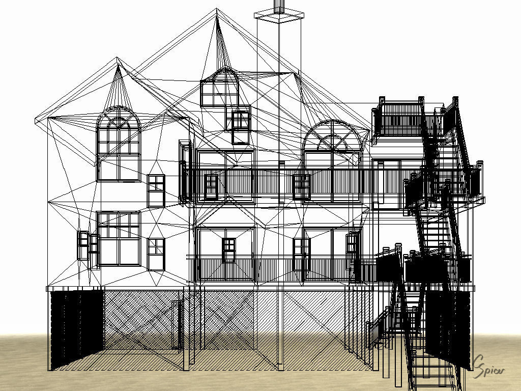 Summer Beach House Exterior 01 3D model_35