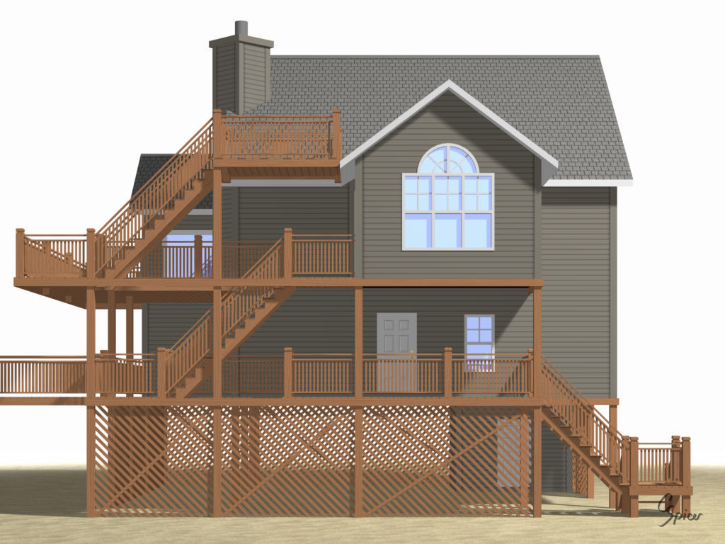 Summer Beach House Exterior 01 3D model_8