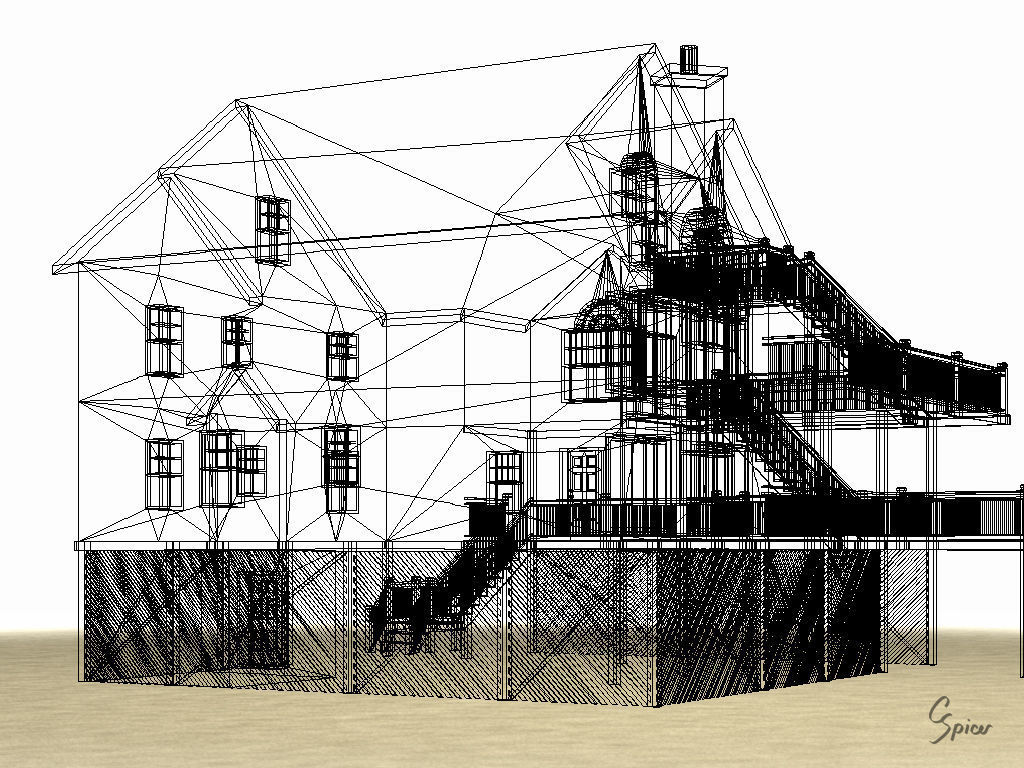 Summer Beach House Exterior 01 3D model_32