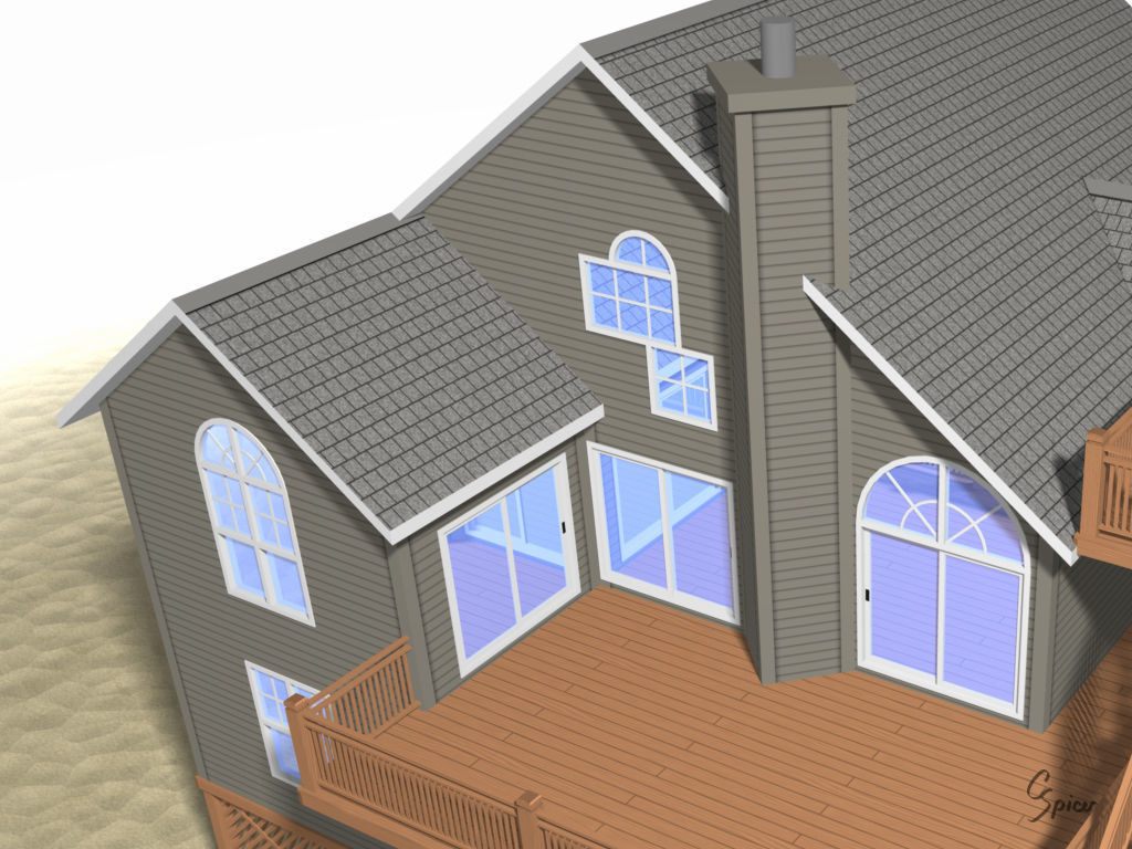 Summer Beach House Exterior 01 3D model_9